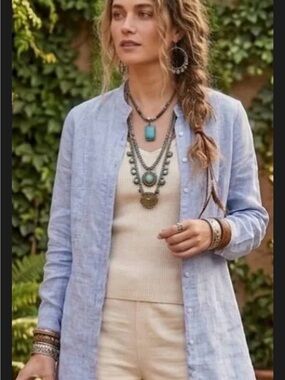 Soft Surroundings Light Blue Linen Tunic